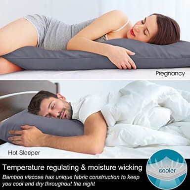 BEDELITE Body Pillow Cover, Rayon Made from Bamboo, Cooling Body Pillow Pillowcase for Hot Sleepers and Night Sweats, Breathable & Silky Soft Full Long Pillow Case Cover (Grey, 20x54 Inches) - Image 3