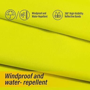 Holmes Workwear Hi-Vis Yellow Softshell Jacket - Waterproof and Breathable Reflective Jacket with Fleece Lining, Medium - Image 8