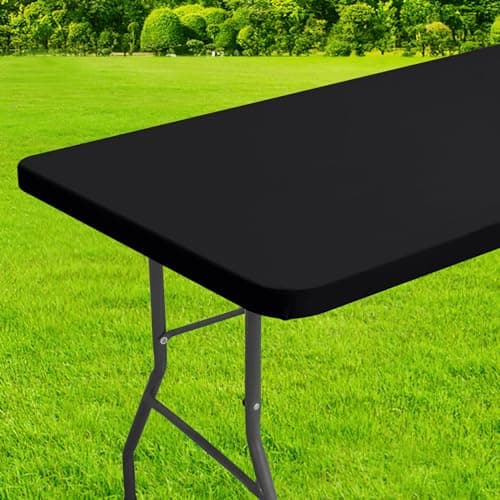 homing Rectangle Table Cloth Cover, Waterproof Polyester Elastic Fitted Tablecloth, Fits for 6 Foot Folding Tables, Washable Table Protector for Picnic, Camping, Outdoor (Black, 30" x 72") - Image 1