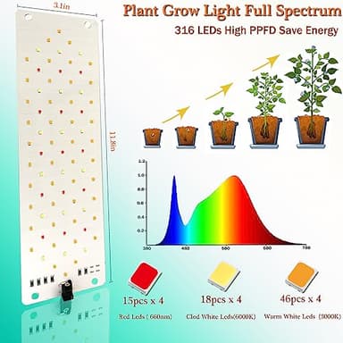 Grow Light,40W Ultra-Thin Panel Grow Lights for Indoor Plants ,316LEDs Full Spectrum Grow Lights for Under Cabinet Plant, Grow Lamp With 3/9/12H Timer ,10 Dimmable Levels for Plants Growing (4pcs) - Image 4