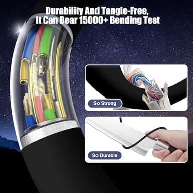 3-Pack Black [3.3FT+6.6FT+6.6FT] 60W USB C to USB C Cable, Type C Fast Charging Cable for iPhone Air 17 16e 16 15 Pro Plus Pro Max，for Galaxy S25, for iPad Pro/Air/mini, for MacBook Pro/Air and More - Image 3