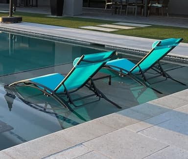 Purple Leaf Patio Chaise Lounge Set of 3 Outdoor Lounge Chair Beach Pool Sunbathing Lawn Lounger Recliner Chiar Outside Tanning Chairs with Arm for All Weather, Side Table Included, Turquoise Blue - Image 1