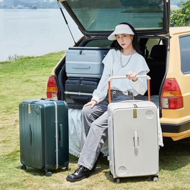 Hanke Multifunctional 26 Inch Hard Shell Suitcases with Wheels Travel Approved Luggage Large Rolling Suitcase Checked Luggage for Women Men(Blackish Green) - Image 2
