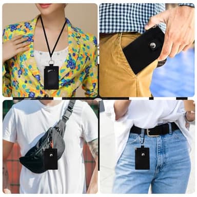 MASAPHlL Small Lanyard Wallet for Women/Men with RFID Blocking ID Card Wallet, Minimalist Nylon Zipper Pouch, Travel Neck Wallet with Keychain, ID Window for Card,Coin,Cash (Black) - Image 2