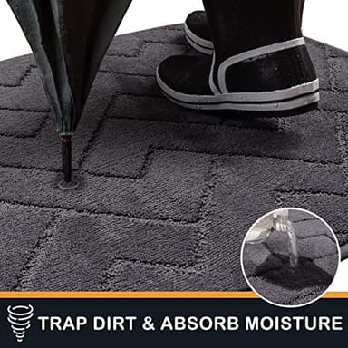 PURRUGS Dirt Trapping Door Mat 32" x 47", Non-Slip Machine Washable Entry Rug, Shoe Scraper, Dog Doormat, Super Absorbent Welcome Mat for Front & Back Door, Muddy Wet Shoes & Paws, Grey - Image 5