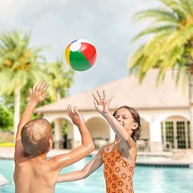 ArtCreativity Rainbow Inflatable Beach Balls Bulk (Pack of 12) Multicolored 12" Floating Toddler Pool Toys, Summer Water Toys for Boys and Girls, Luau Party Decorations, Beach Essentials - Image 7