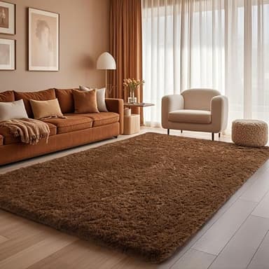 Ophanie Brown Rugs for Bedroom Living Room, Fluffy Fuzzy Furry Carpet, Plush Soft Shaggy Bedside Indoor Floor 4x6 Area Rug for Kids Girls Boys Baby Teen Dorm Nursery Home Decor Aesthetic - Image 3