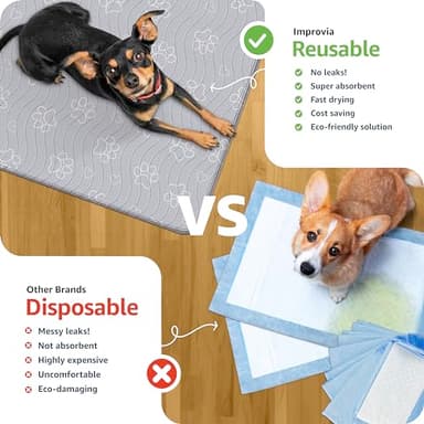IMPROVIA® Reusable Puppy Pad – Waterproof, Extra-Absorbent, Washable Pee Pad for Dog Training, Whelping, & More – Protect Your Floors & Pet with Quick-Drying Potty Pad. (Extra Large - 72" x 72") - Image 3