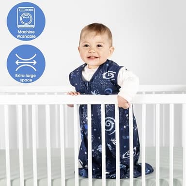 GUNTAIL Baby Sleep Sack 12-18 Months Baby Wearable Blanket 100% Rayon Cotton 2-Way Zipper Toddler Sleeping Sack，Comfy Soft Lightweight TOG 0.3（Galaxies） - Image 4