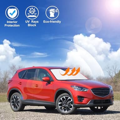 Windshield Sun Shade Custom Fit for 2013 2014 2015 2016 Mazda CX-5 CX5 Accessories Foldable Sunshade Sun Blocker Protect Car from Sun Rays & Heat Damage Keep Car Cooler - Image 6