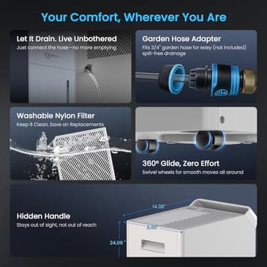 4,500 Sq.Ft Most Efficient Energy Star 2024 Dehumidifier,Vellgoo 52 Pint/Day Dehumidifier for Basement with Drain Hose, Smart Humidity Control, for Home, Bedroom, Bathroom, Garage - Image 7