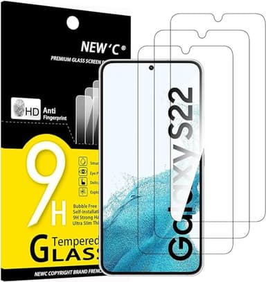 NEW'C 3 Pack Designed for Samsung Galaxy S22 5G, Screen Protector Tempered Glass, Case Friendly Anti Scratch Bubble Free Ultra Resistant - Image 1