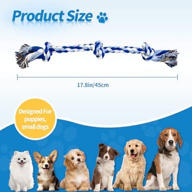 WDZZHOT [2 Pack] Dog Rope Toys, Dog Chew Toy for Medium and Small Dogs, 3 Knots Heavy Duty Puppy Rope Toy, 100% Cotton Tug of War Dog Toys for Boredom, Teeth Cleaning - Image 2