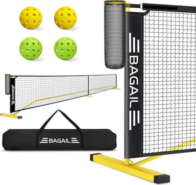 BAGAIL Portable Pickleball Net Set, 22 FT Regulation Size Pickle Ball Net with Ball Collector, Carry Bag, Easy Setup for Outdoor Indoor Driveway - Yellow - Image 1
