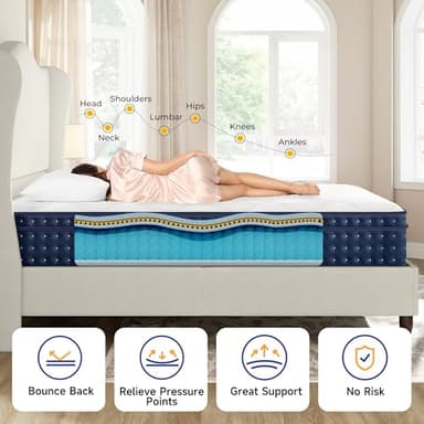 Vesgantti Twin Mattress 12 Inch in a Box, Fiberglass Free Hybrid Single Mattress with Individual Pocket Springs & Memory Foam – Medium Firm Feel Support for Back Pain Relief & Cool Sleep, 120-Night - Image 6