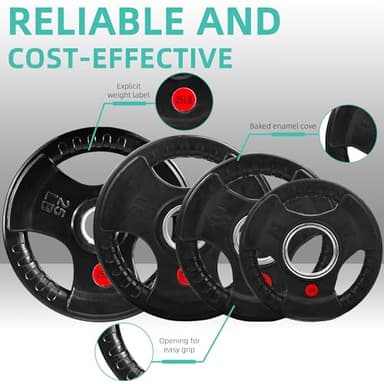 Fitvids Olympic Cast Iron 2-Inch Weight Plates Including 5FT Olympic Barbell Bar & Safely Locks, 100 Pounds Set (85 Lbs Plates + 15 Lbs Barbell Bar), Multiple Packages - Image 3