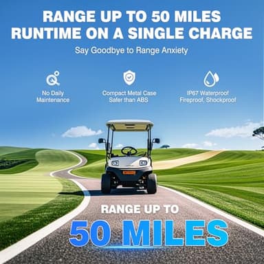 51.2V 105Ah Lithium Golf Cart Battery, Built-in Smart 200A BMS, with Touch Monitor & Mobile APP, VATRER POWER 4000+ Cycles Rechargeable LiFePO4 Battery, Max 10.24kW, Perfect for Golf Carts - Image 2