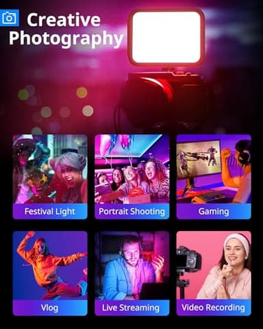 UBeesize 2-Pack RGB Photography Lighting, Studio Lights with Adjustable Tripod Stand and Ball Head, Video Light for Video Recording, Live Streaming, Makeup - Image 5