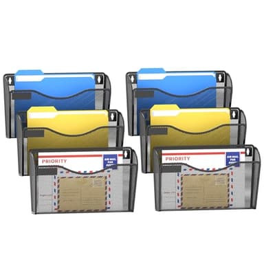 samstar 6 Pack Mesh Wall Mounted File Holder Metal Wall File Pocket Mail Organizer for Office/Home(with Label Panel) - Image 4