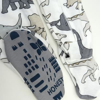 HonestBaby Non-Slip Footed Pajamas One-Piece Sleeper Zip-Front Pjs 100% Organic Cotton for Baby Boys, Dino Mite, 12 Months - Image 5