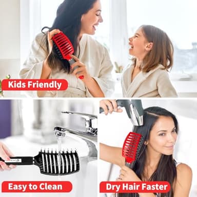 Voremy Magical Brush Detangler 2 Pack, HIPPIH Anti-Static Detangling Brush for Curly Thick Hair, No Pull Hair Brush for Women, Men, Kids, Ultra Detangler Can Add Shine and Smoothing Hair - Image 5