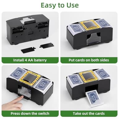 YUCEEN Automatic Card Shuffler 1/2 Decks,Battery Operated Electric Playing Card Shuffler for UNO,Casino Card Game,Poker,Phase 10,Blackjack,Texas Hold'em,Home Card Games - Image 7