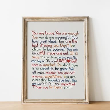 “You Are Brave, You Are Enough” Inspirational Wall Art Print – Affirmation Typography Poster for Self-Love, Mental Health – Classroom, Office, Bedroom, Therapy Room Décor – 8x10 Unframed - Image 9