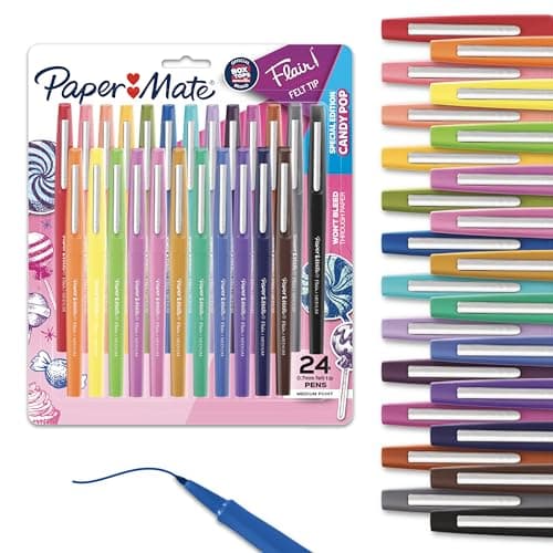 Paper Mate Flair Felt Tip Pens Medium Point 0.7 Millimeter Marker Pens Back to School Supplies for Teachers & Students Assorted Colors 24 Count - Image 1