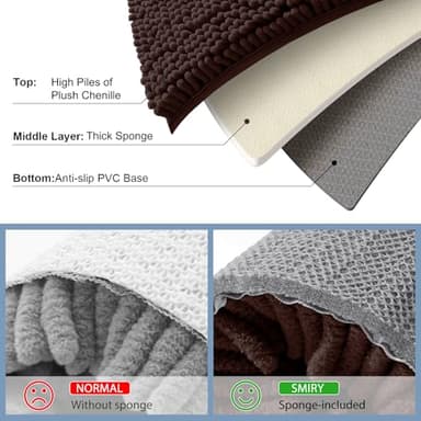 Smiry Luxury Chenille Toilet Rugs U-Shaped 24x20, Soft Absorbent Non-Slip Contour Bathroom Rugs for Toilet, Machine Washable Contoured Bath Mats, Brown - Image 5