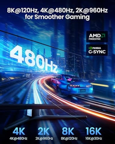 Silkland 54Gbps DisplayPort Cable 2.1 [VESA Certified], [8K@165Hz, 4K@480Hz 360Hz 240Hz] DP 2.1 Cable 16K, DP54 HDR DSC 1440P Display Port Cord Compatible G-Sync Gaming Monitor 5090 7900XTX, 6.6FT - Image 2