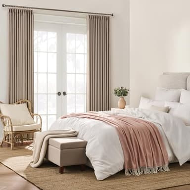 KEQIAOSUOCAI Pinch Pleated Window Curtain Panels 92 Inches Long Light Blocking Solid Custom Made Pleated Curtains Hooks Track Privacy Memory Shape Drape for Living Room,Khaki,40x92, Set of 2 - Image 4
