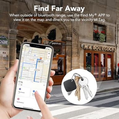 Air Tag (Black) 4-Pack, Bluetooth Tracker Work with Apple Find My (iOS Only), Key Finder and Item Locator Smart Tag with Key Ring/Lanyard, Tracker Tag for Keys/Luggage/Wallet, Replaceable Battery - Image 4