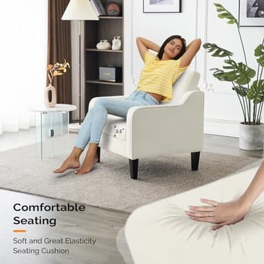 VINGLI Mid Century Modern Accent Chairs Set of 2, Comfy Armchair Chenille Sofa Upholstered Side Reading Chair for Living Room, Bedroom, Play Room, Apartment, Office - Image 6