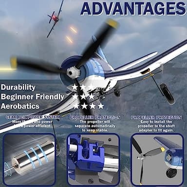 LEAMBE 4 Channel RC Plane - Ready to Fly Aerobatic Aircraft, Easy Control for Beginners, F4U Corsair RC Airplane Best Gift for Boys - Image 6