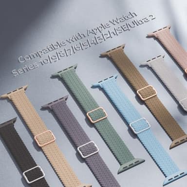 6 Pack Thin Stretchy Braided Compatible with Apple Watch Band 38mm 40mm 41mm 42mm 44mm 45mm 46mm 49mm Women Men, Solo Loop Nylon Slim Strap for iWatch Bands Series 10 9 8 7 SE 6 5 4 3 2 1 Ultra - Image 3