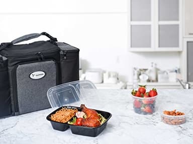 Glotoch 50 Pack 32 oz Meal Prep Containers Reusable, 2 Compartment Food Containers with Lids To Go Containers, Lunch-Microwave, Freezer, Dishwasher Safe - Image 8