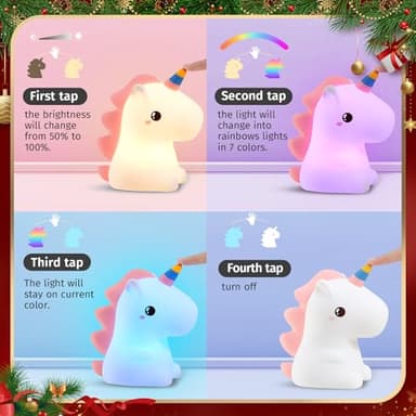 One Fire 【Unicorns Gifts for Girls】 Unicorn Night Light for Kids, 16 Colors & Remote Control Baby Night Light, Rechargeable Unicorn Lamp Girls Night Light, Cute Gifts for Kids Gifts Teen Girl Gifts - Image 6