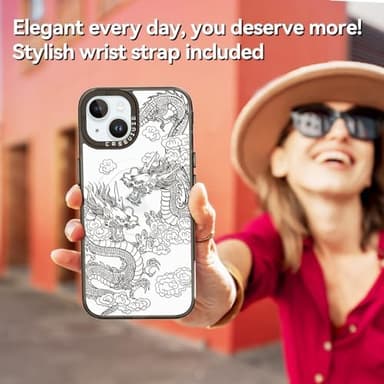 Magnetic for iPhone 15 Magsafe Case Cute Aesthetic - Durable Fashion Funny Phone Case - Girly Dragon Pattern Print Cover Design for Woman Girl 6.1 inches Black - Image 5