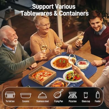 COLDFILL Food Warming Mat - 5s Rapid Heating Electric Warming Tray with 8 Temp Setting, 4 Hours Auto-Off, Easy to Clean, Foldable Sillicon Warming Mat for Food, for Buffet, for Party, for Thawing - Image 7