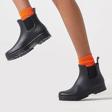 Planone Short Rain Boots Women Wide Width Fashion Waterproof Chelsea Boots for Women Matte Outdoor Garden Shoes Ankle Muck Boots for Ladies Non Slip Work Shoes Rubber Boots with Premium Comfort Insole - Image 5