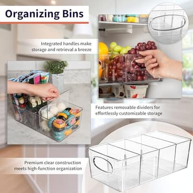 ClearSpace Plastic Pantry Organization and Storage Bins with Removable Dividers – Perfect Kitchen Organization or Kitchen Storage – Refrigerator Organizer Bins, Cabinet Organizers (2 Pack) - Image 3
