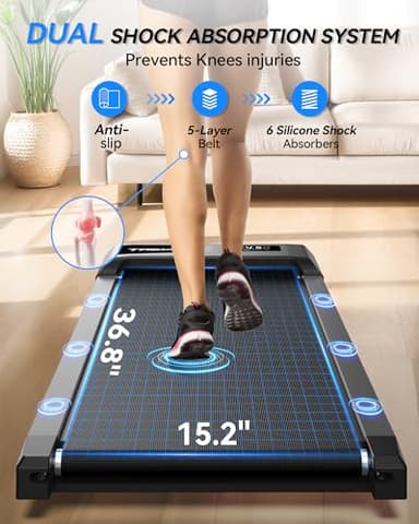 Walking Pad with 10% Incline, Walking Pad Treadmill 265lb Capacity, [Voice Control] Works with KINOMAP WELLFIT APP, 2.5HP Running Pad Small Treadmill for Home Office Apartment - Image 6