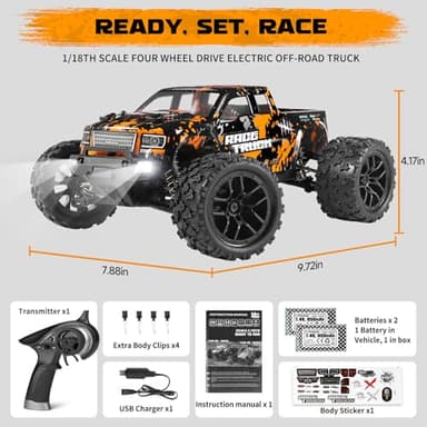 HAIBOXING 1:18 Scale RC Monster Truck 18859 36km/h Speed 4X4 Off Road Remote Control Cars,Waterproof Electric Powered RC Cars All Terrain Toys Vehicles with 2 Batteries, Xmas Gifts for Kid and Adults - Image 2