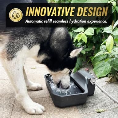 FICUSWIN 135OZ Automatic Water Dispenser for Large Dogs Patented Outdoor Dog Water Bowl Dispenser Automatic Dog Feeder Fit 3/4'' GHT Faucet Dog Waterer Include Water Hose Extra-Large Drinking Area - Image 7