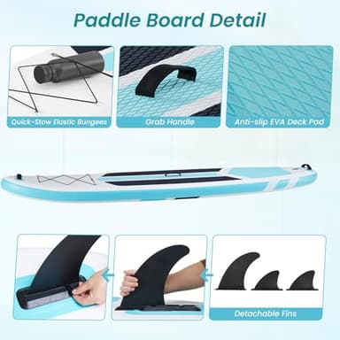 SMUG Inflatable Stand Up Paddle Board 10'6" with Premium SUP Paddleboard Accessories, Wide Stable Anti-Slip EVA Deck Design, Blow Up Surfboard for Youth & Adults of All Skill Levels (Blue) - Image 4