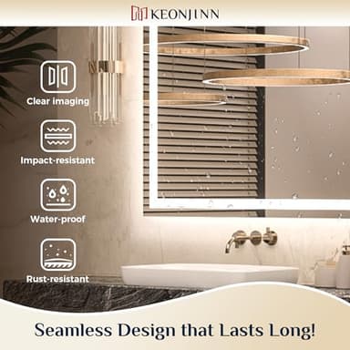 Keonjinn 96 ” x 36 ” Lighted Mirror for Bathroom Wall, LED Mirror with Frontlit & Backlit, Large Bathroom Mirror with Lights, Dimmable 3-Color Lights, HD Tempered Glass, UL-Listed LED Driver - Image 6