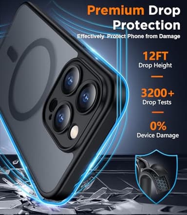 SPIDERCASE Designed for iPhone 13 Pro Max Case, Magnetic Translucent with 2PCS Tempered Glass Screen Protector [Full Camera Protection] Anti-Fingerprint Phone Case for iPhone 13 Pro Max 6.7'',Black - Image 3