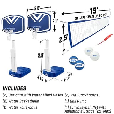 GoSports Splash Hoop 2-in-1 Full Court Pool Basketball & Volleyball Game Set - Image 6