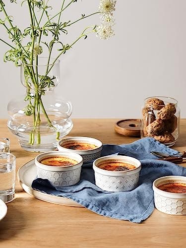 LE TAUCI Ramekins 4 oz Oven Safe for Creme Brulee, Charcuterie Boards Bowls for Souffle, Small Sauce Bowl, Ceramic Baking Dishes - 3.8 inch, Set of 4, Arctic White - Image 3