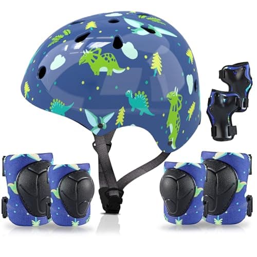 Kids Helmet with Knee Pads Elbow Pads and Wrist Guards,Child Protective Gear for Boys Girls Age 3-5-8 Years fit Roller Skates, Skateboarding, Scooter Bicycle Skate Scooter Skateboard (Blue) - Image 1